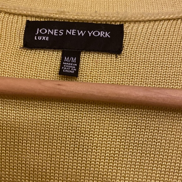 Jones New York yellow greenish front open sweater - Picture 9 of 12